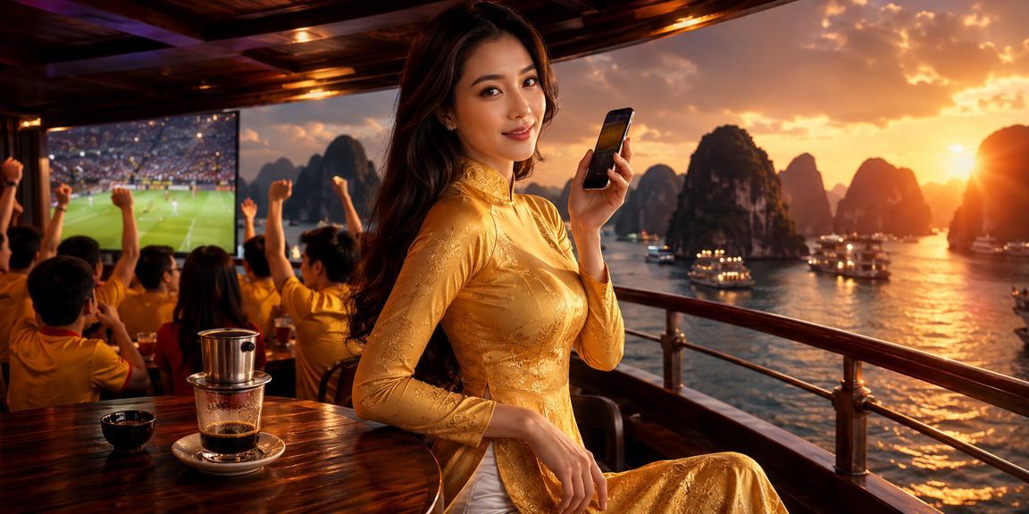 Vịnh Hạ Long với áo dài và bối cảnh đăng ký tài khoản trực tuyến